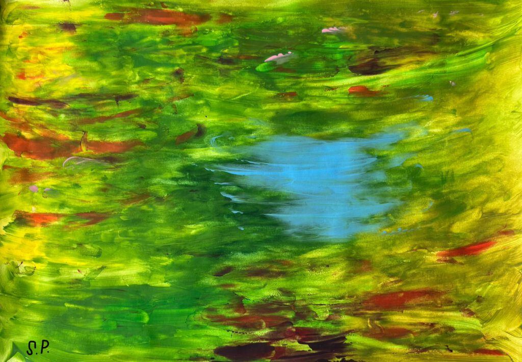 Acryl Malerei von Susanne Potma in grün und Blautönen
